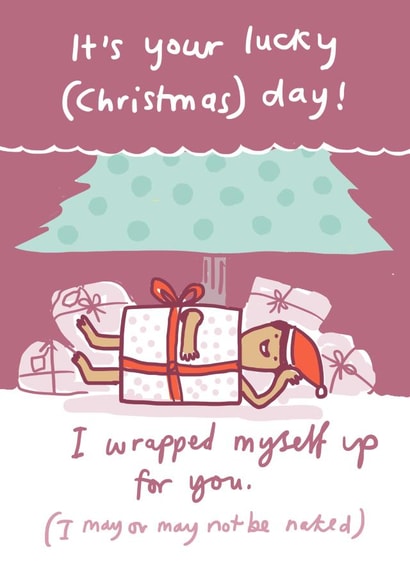 Funny Christmas Card - Naked Man Present created by Sarah Ray