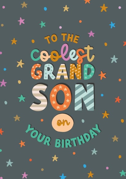Cute and colourful birthday card - for a cool grandson - stars created by The Pattern Press