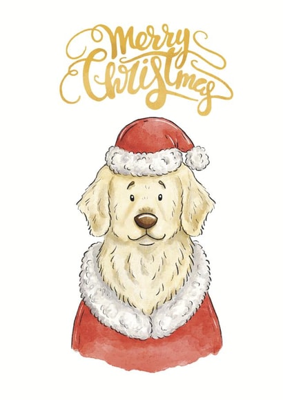 Golden Retriever - Merry Christmas Dog Card created by Kate Tea Illustration