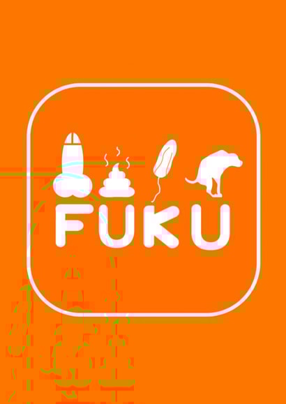 Funny greetings card - FUKU - orange icons created by crackerjack