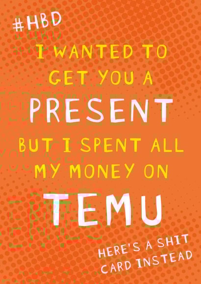 Funny Birthday Card - TEMU created by NICOLA TRAVIS