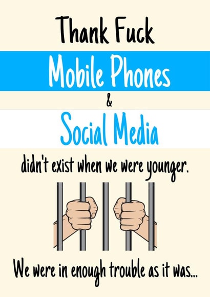 Funny nostalgic birthday/greetings card - no mobiles/social media- trouble created by crackerjack