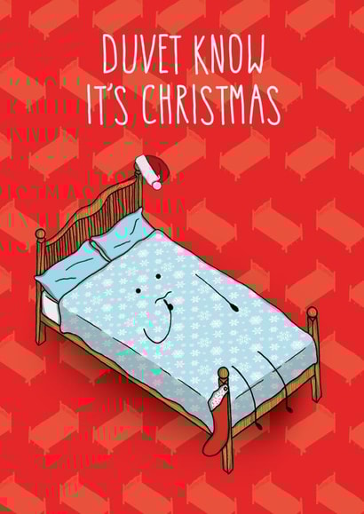 Funny cute Christmas Card - Duvet Know It's Christmas - Band Aid Pun created by All The Best