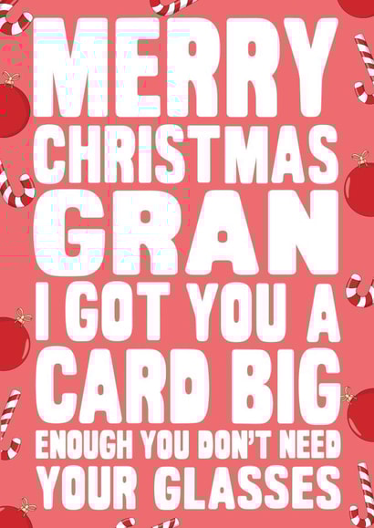 Giant Writing Funny Christmas Card For Gran created by Naughty Nice