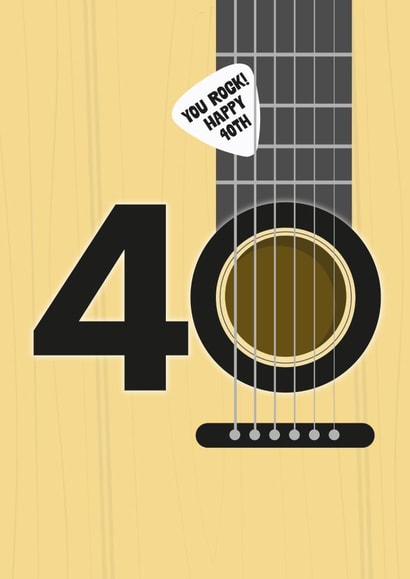 40th Birthday Acoustic Guitar Card - For Your Friend who Rocks! created by Cookie Design