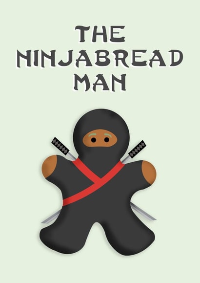 Gingerbread Man Christmas Card | Ninjabread | Cute | Baking created by Pottsy Prints