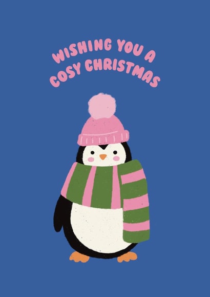 Cute Christmas Card - Penguin - Cosy Christmas created by Ella Goddard