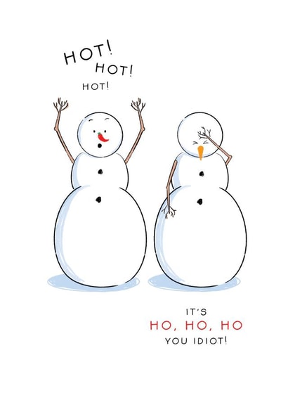 Funny Chilli Snowmen Comic Christmas Card - Hot Hot Hot! created by The Cake Thief