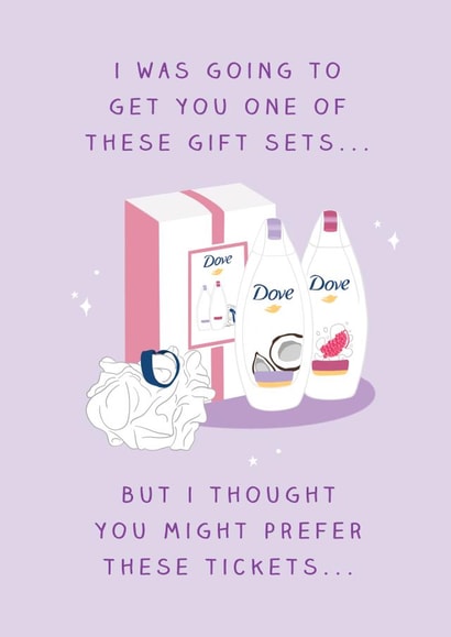 Funny Ticket Gift Christmas Card for Her - Dove Toiletries - Surprise Tickets created by The Cake Thief