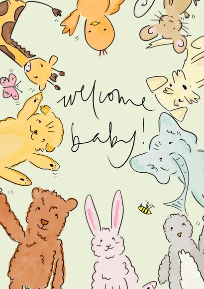 Cute New Baby Card - Animals - Welcome Baby created by Bellynam Studio