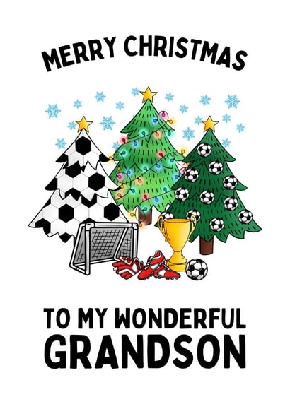 Cute Christmas Card - Football - Wonderful Grandson created by Sundiva Designs