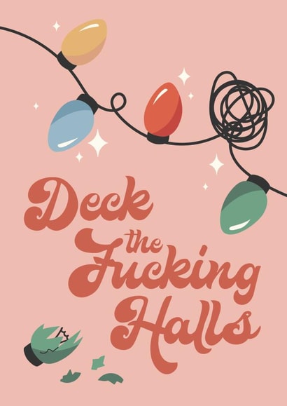 Retro Lights Christmas Cards - Deck the Fucking Halls created by han print