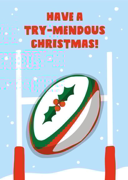 Rugby Christmas card - Try-mendous pun created by I Made A Card