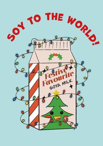 Cute & Punny Soy Milk card - for a vegan or dairy alternative loved one this Christmas created by Boldfish Designs