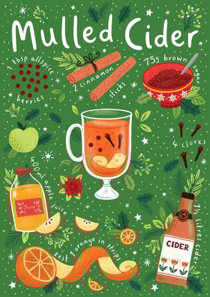 Festive Mulled Cider Recipe Christmas Card created by Pear Tree Press