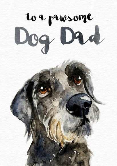 Cute Scruffy Black Dog - Birthday or Fathers Day card - for Dad created by Jo Scott Art