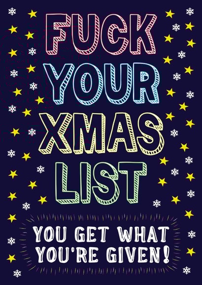 NO ONE CARES ABOUT YOUR CHRISTMAS LIST! created by Krap Kards