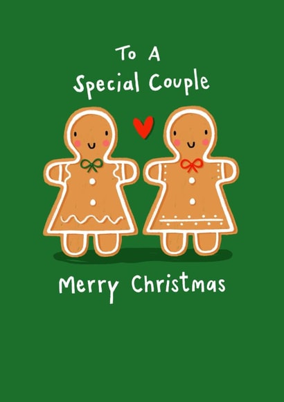 Cute Christmas Card - Gingerbread Gay Couple - Female created by Nicola Watson