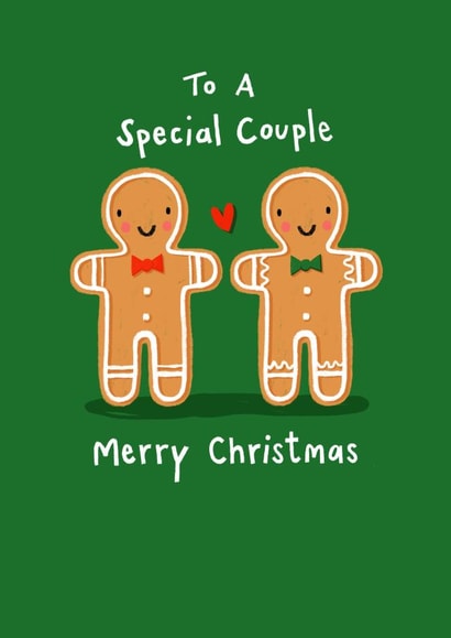 Cute Christmas Card - Gingerbread Gay Couple - Male created by Nicola Watson