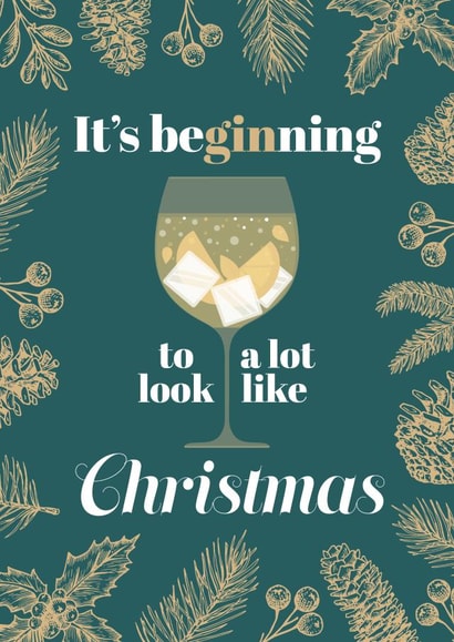 Gin cheeky Christmas card for family and friends created by WigglyCards