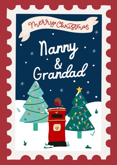 Cute Illustrated Grandparent Christmas Card created by Pearl Studio