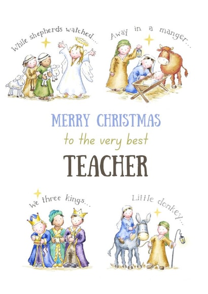 Nativity Christmas card for a teacher - Cute Nativity Drawing created by Kate Garrett