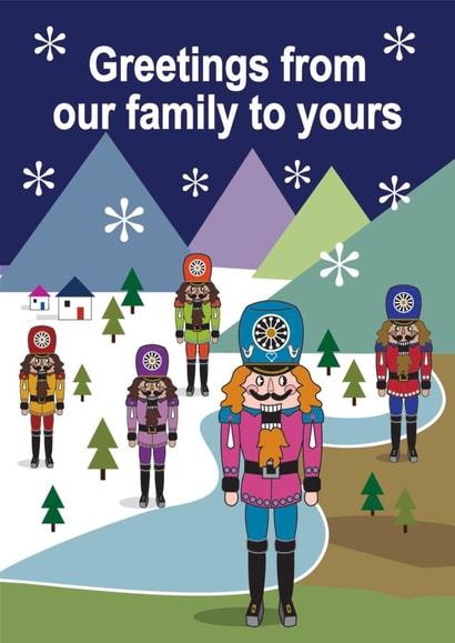 Cute Nutcracker family sending festive greetings to your family created by Sal Roydhouse
