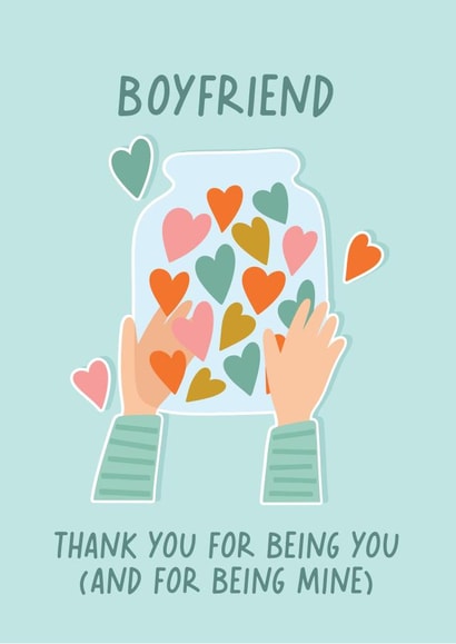 Jar of Hearts Card - for Boyfriend - Thank you for being you (and for being mine) created by Immy Illustrates
