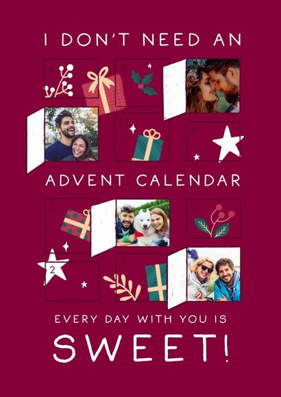 Cute Advent Calendar Photo Card - Everyday with you is sweet created by The Cake Thief