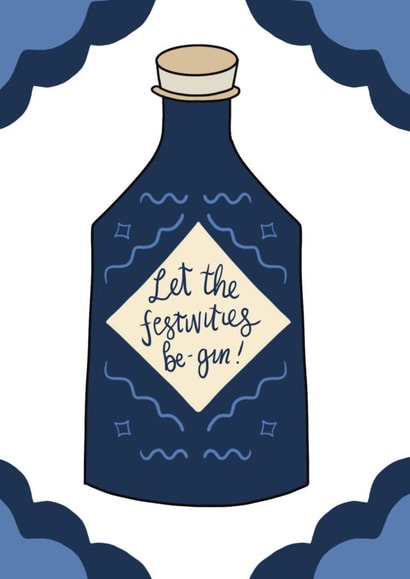Funny Gin themed Christmas card - Let the Festivities be-gin! created by Cuppa Cosy