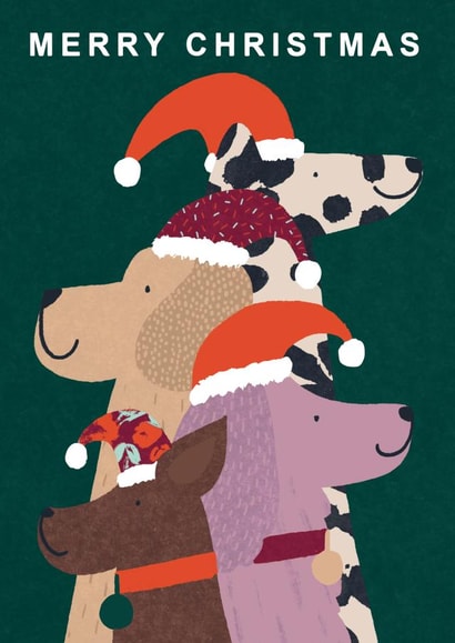 Modern Contemporary Cute Merry Christmas Dogs - perfect for the dog lover created by Laura Darrington Design Ltd.