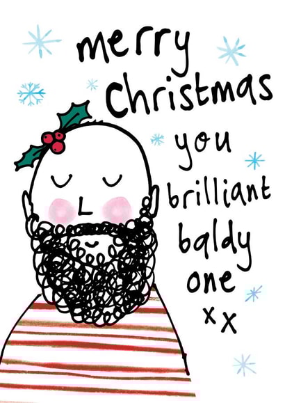 Funny Christmas Card - Baldy Beard created by Bow & Bell
