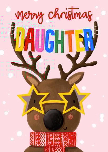 Cute - Festive - Merry Christmas Daughter - Daughter - Kids - Reindeer created by Nicola Watson
