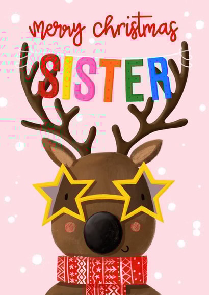 Cute - Festive - Merry Christmas Sister - Sister - Reindeer created by Nicola Watson