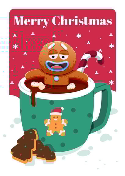 Cute Gingerbread Man Christmas card for friends and family created by WigglyCards