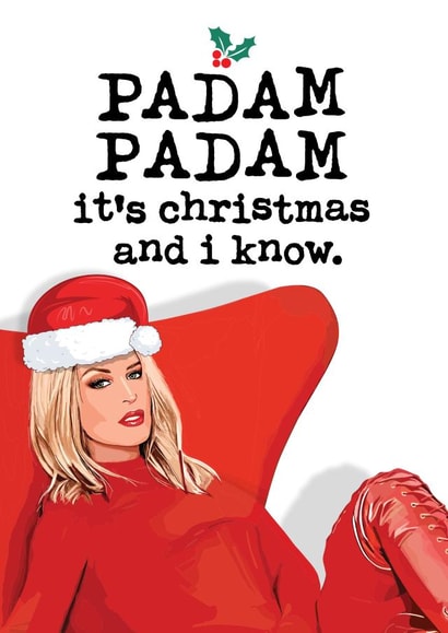 Funny Christmas Card - Kylie Minogue - Padam Padam created by Mrs Best Paper Co.