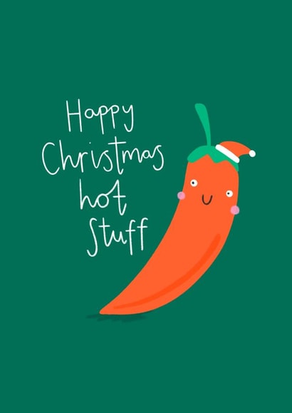 Cute and Funny Christmas Card - Hot Stuff - Chilli Pepper created by Charley Muttitt