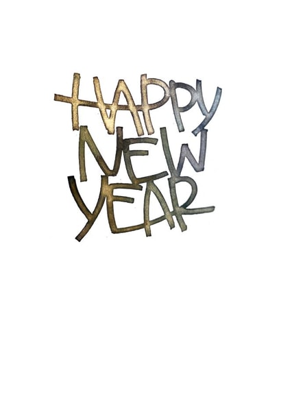 Happy New Year - Minimal Modernist Gold and Blue-Gray created by Esther Gordo