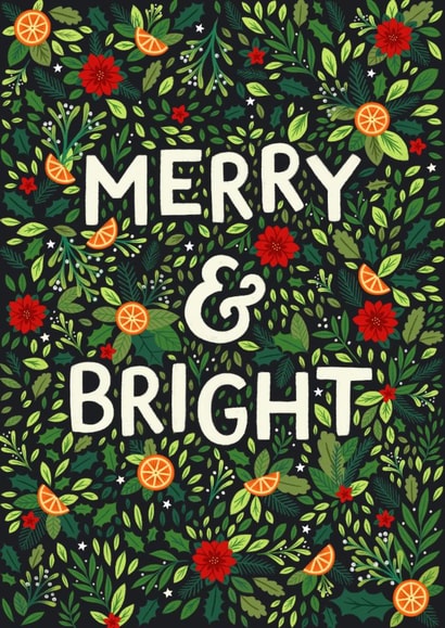 Merry And Bright Festive Patterned Christmas Card created by Pear Tree Press