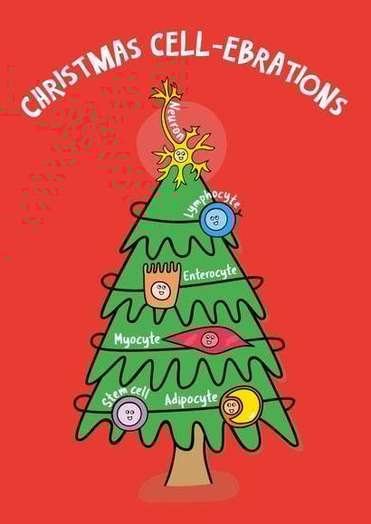 Cute Christmas Card - Christmas Cell-ebrations! - Science - Biology created by Science Scribbles
