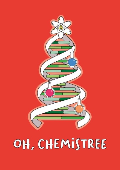 Cute DNA Christmas Tree Card | Science | Chemistry created by Science Scribbles