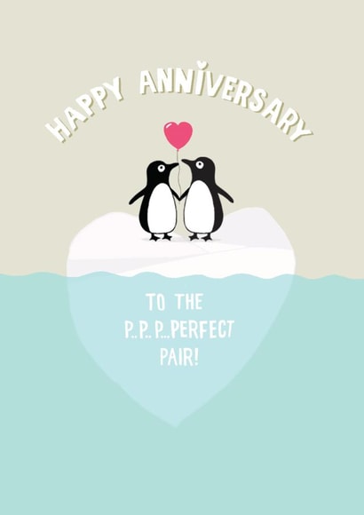 Cute Anniversary Card For Couple - Penguins On Heart created by Pencilface