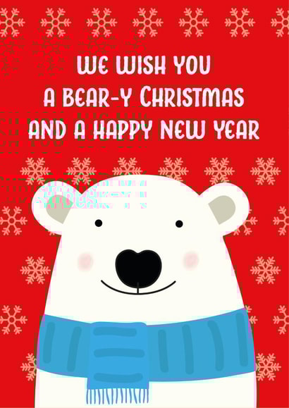 Cute Christmas Card for Friend - Bear-y Christmas and a Happy New Year created by The Northern Bird