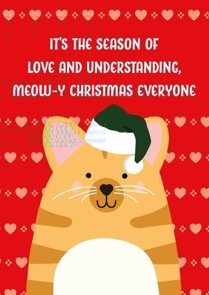 Cute Christmas Card for Friend - Santa Cat - Meow-y Christmas Everyone created by The Northern Bird