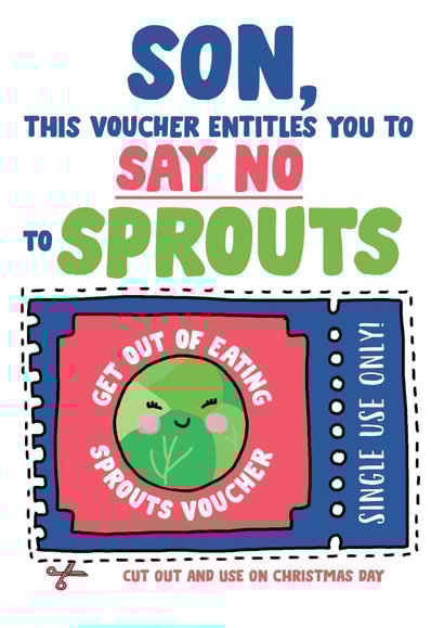 Funny Christmas Card For Son - Funny Sprout Christmas Card - Say No To Sprouts created by Eskimo Kiss Designs