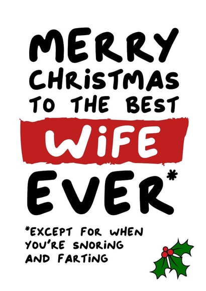 Funny Cheeky Christmas Card for your Wife | Banter created by Waffle & Faff