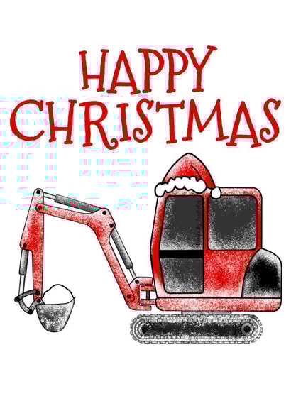 Funny Christmas Digger Card For Kids and Construction Workers created by Doodle Rob
