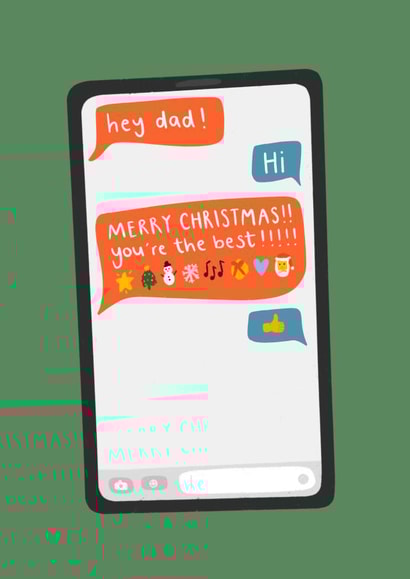 Funny Merry Christmas Card For Dad - Thumbs Up Text Message created by Charley Muttitt
