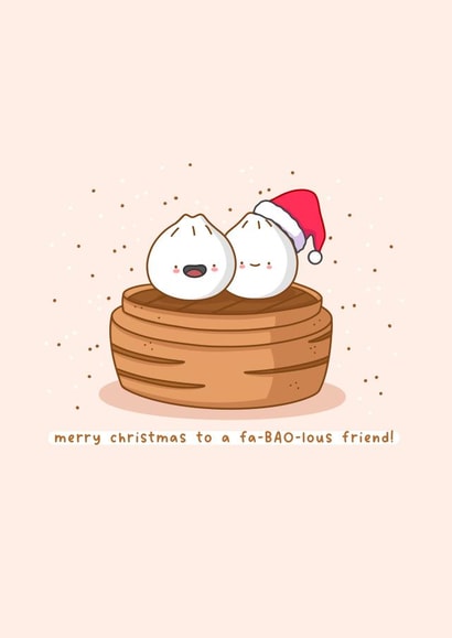 Cute Christmas card - Friend - Bao Buns created by Rosalie Perl
