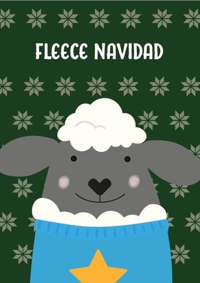Cute Christmas card for a friend - Sheep - Lamb - Fleece Navidad created by The Northern Bird